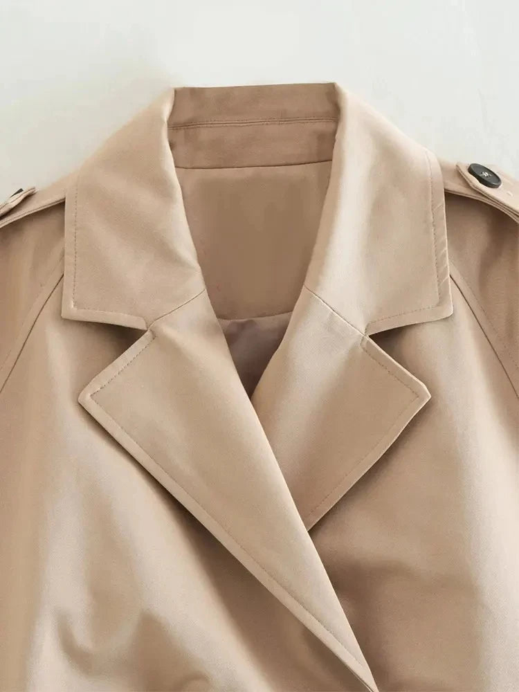 Spring cropped trench jacket with belt