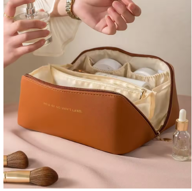 Large Travel Cosmetic Bag for Women Leather Makeup Organizer Female Toiletry Kit Bags Make Up Case Storage Pouch Luxury Lady Box
