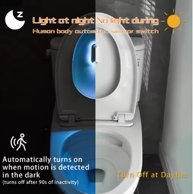 Toilet Night Light Motion Sensor Light Toilet Bowl Light RGB 7Color Changing For Bathroom Decoration LED Rechargeable LED Light