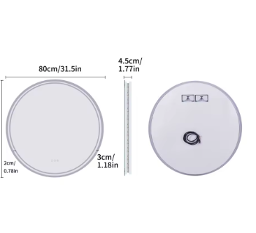 Large Round LED Bathroom Vanity Mirror Anti-Fog with Brighter Lights for Makeup Wall Mount Smart Touch