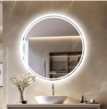Large Round LED Bathroom Vanity Mirror Anti-Fog with Brighter Lights for Makeup Wall Mount Smart Touch