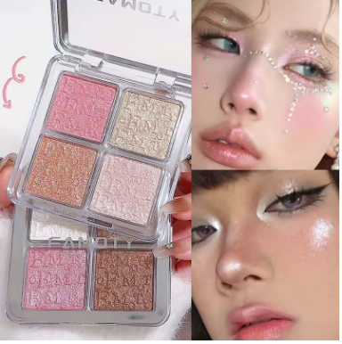 4 Colors Diamond Highlighter Powder Palette Glitter Face Contour Brighten Makeup Shimmer Ultra-concentrated Illuminate Cosmetic