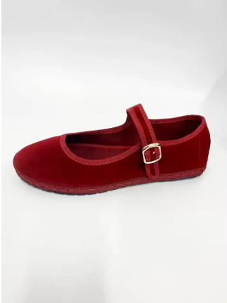 Velvet Mary Jane Shoes for Women Hand Stitch
