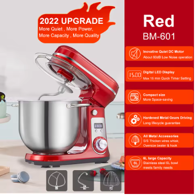 BioloMix Kitchen Food Stand Mixer, Blender, Quiet Motor, Cream Egg Whisk, Whip Dough Kneader, 6-Speed, 1200 W, 6 L, DCBioloMix Kitchen Food Stand Mixer, Blender, Quiet Motor, Cream Egg Whisk, Whip Dough Kneader, 6-Speed, 1200 W, 6 L, DC