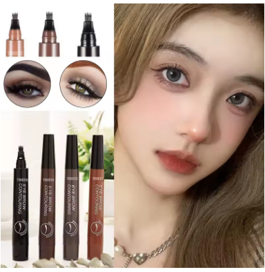 4 Splitted Head Eyebrow Pencil Long Last Smudge Proof Waterproof Sweat Proof High Pigmented Easy Apply Liquid Brow Makeup Pen