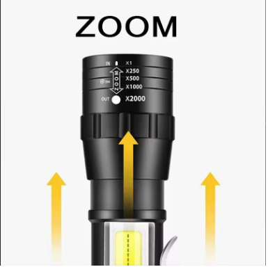 USB Rechargeable Mini Flashlight COB+XPE Portable Built-in Battery Zoomable Small Torch 3 Mode Camping Emergency Flashlights
