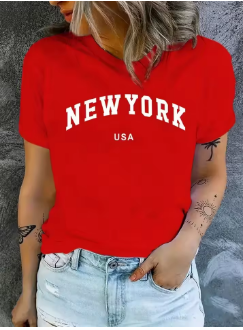 NEW YORK USA Letter Graphic Versatile T-shirts