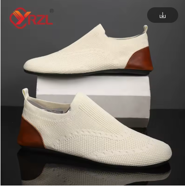 YRZL 2024 Knitted and Leisure Men Shoes Light Loafers Men's Shoes Flats Bottom Driving Walking Male Shoe Slip on Lazy Man Shoes
