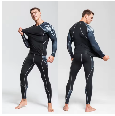Men's Ski Thermal Underwear Set Motorcycle 4 Seasons Skiing Warm Base Layers Sportwear Tight Long shirt & Tops Set Clothing