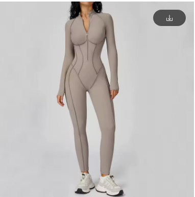 VITALINOVO Womens Running Onesie Athletic Romper Pants Long Sleeve Zip Up Hiking Outfits One Piece Workout Bodycon Jumpsuits