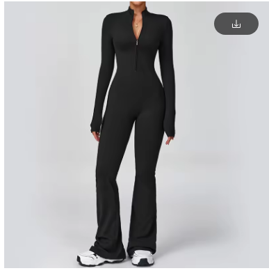 VITALINOVO Women Long Sleeve Flare Workout Jumpsuit Zip Up Romper Bottom Pants Wide Leg Full Length Bodysuit Bodycon One Piece 17 sold