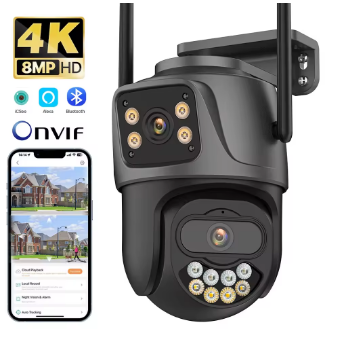 External Wifi PTZ Camera Dual Lens 4K 8MP HD Outdoor IP Camera
